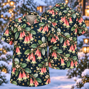 Christmas Coral Correa Navy Aloha Hawaiian Shirt