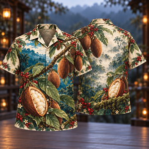 Christmas Cupuacu Cocoa Peacock Canopy Hawaiian Shirt