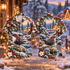 Digital mockup: front and back of one AlohaVero Christmas Dipper Streamside Lantern Print No Pocket Hawaiian shirt