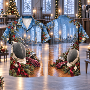Christmas Fencing Mask Ice Blue Hall Hawaiian Shirt