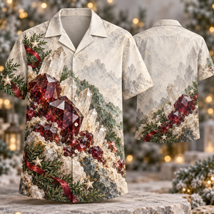 Christmas Garnet Quartz Mineral Cluster Hawaiian Shirt