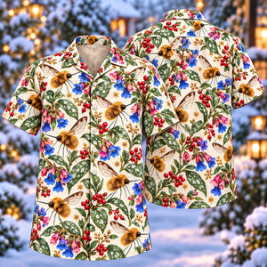 Christmas Golden Bee Fly Lungwort Aloha Hawaiian Shirt