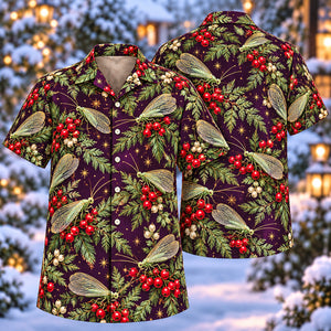 Christmas Jade Lacewing Fern Plum Aloha Hawaiian Shirt