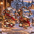 Digital mockup: front and back of one AlohaVero Christmas Keys of Welcome Print No Pocket Hawaiian shirt