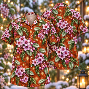 Christmas Lilac Hoya Copper Aloha Hawaiian Shirt