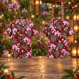 Christmas Lilac Orchid Maidenhair Wine Aloha Hawaiian Shirt