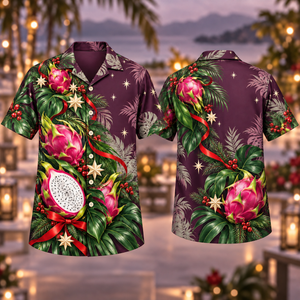 Christmas Magenta Dragon Fruit Plum Hawaiian Shirt