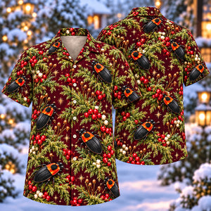 Christmas Orange Shoulder Carrion Beetle Moss Aloha Hawaiian Shirt