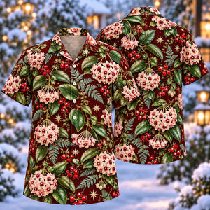 Christmas Pink Hoya Wine Aloha Hawaiian Shirt