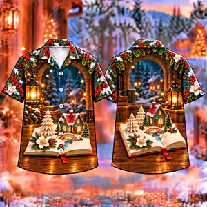 Christmas Pop-Up Storybook Village Print Hawaiian Shirt