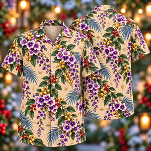 Christmas Purple Duranta Sand Aloha Hawaiian Shirt