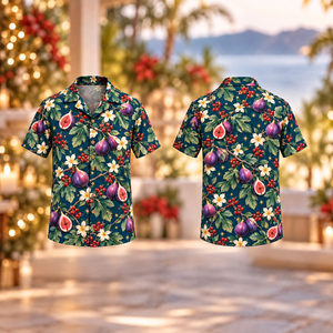 Christmas Purple Fig Petrol Aloha Hawaiian Shirt