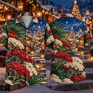 Christmas Ruby Achillea Ivory Star Emerald Palm Sapphire Winter Market Hawaiian Shirt