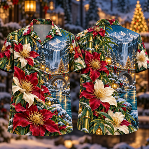 Christmas Ruby Clematis Ivory Star Emerald Bamboo Sapphire Snowy Lantern Waterfall Bridge Hawaiian Shirt