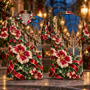 Christmas Ruby Dianthus Ivory Ribbon Emerald Ivy Sapphire Lantern Sunken Arcade Hawaiian Shirt