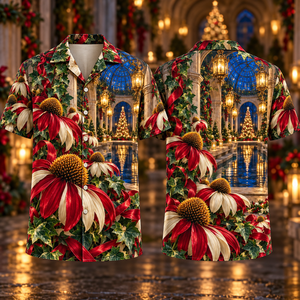Christmas Ruby Echinacea Ivory Ribbon Emerald Ivy Sapphire Lantern Circular Cloister Hawaiian Shirt