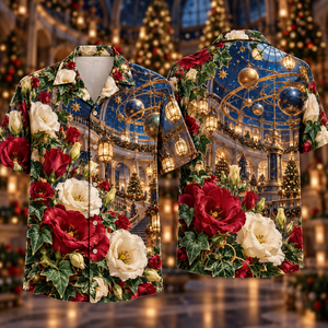 Christmas Ruby Lisianthus Ivory Star Emerald Ivy Sapphire Orrery Hall Hawaiian Shirt