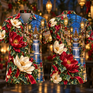 Christmas Ruby Magnolia Ivory Ribbon Emerald Ivy Sapphire Lantern Waterfall Conservatory Hawaiian Shirt