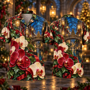 Christmas Ruby Orchid Ivory Ribbon Emerald Ivy Sapphire Lantern Bridge Glasshouse Hawaiian Shirt