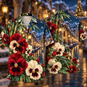 Christmas Ruby Pansy Ivory Star Emerald Bamboo Sapphire Snowy Canal Arcade Hawaiian Shirt