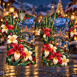Christmas Ruby Plumeria Ivory Star Emerald Bamboo Sapphire Snowy Lantern Mountain Clocktower Hawaiian Shirt