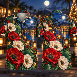 Christmas Ruby Poppy Ivory Star Emerald Fan Palm Sapphire Lantern Snowy Moon Lagoon Hawaiian Shirt