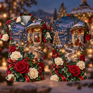 Christmas Ruby Rose Ivory Ribbon Emerald Holly Sapphire Lantern Music Gazebo Hawaiian Shirt