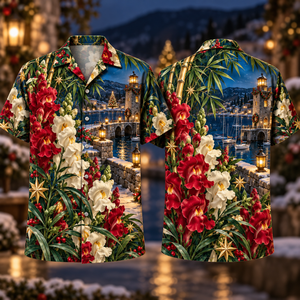 Christmas Ruby Snapdragon Ivory Star Emerald Bamboo Sapphire Snowy Lantern Harbor Tower Hawaiian Shirt