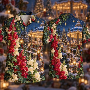 Christmas Ruby Snapdragon Ivory Star Emerald Ivy Sapphire Snowy Carousel Garden Hawaiian Shirt