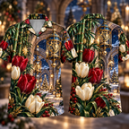 Digital mockup: front and back of one AlohaVero Christmas Ruby Tulip Ivory Star Emerald Bamboo Sapphire Snowy Lantern Clock Arcade No Pocket Hawaiian shirt