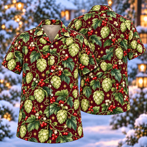Christmas Sage Hopcone Wine Aloha Hawaiian Shirt