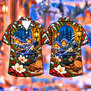 Christmas Spice Mortar Winter Kitchen Print Hawaiian Shirt