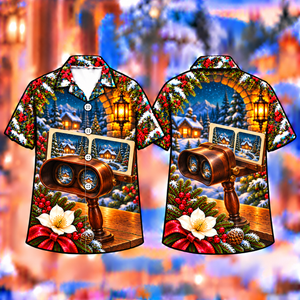 Christmas Stereoscope Winter Memories Print Hawaiian Shirt