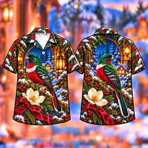 Christmas Trogon Lantern Canopy Print Hawaiian Shirt