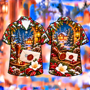 Christmas Wax Seal Keepsake Letters Print Hawaiian Shirt