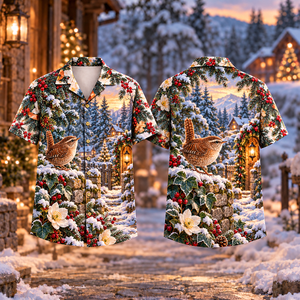 Christmas Wren Garden Nook Chestnut Ivy Hawaiian Shirt