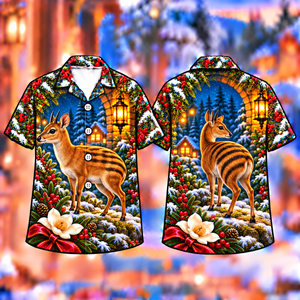 Christmas Zebra Duiker Lantern Glade Print Hawaiian Shirt
