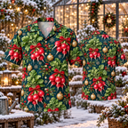 AlohaVero Christmas radishes Hawaiian shirt, front and back views