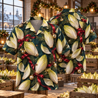 AlohaVero Christmas endive Hawaiian shirt, front and back views