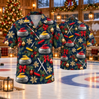 AlohaVero Christmas curling Hawaiian shirt, front and back views