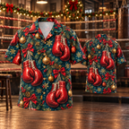 AlohaVero Christmas boxing Hawaiian shirt, front and back views