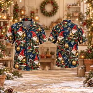 Christmas Garden Gnomes Hawaiian Shirt