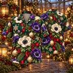 AlohaVero Christmas anemones Hawaiian shirt, front and back views