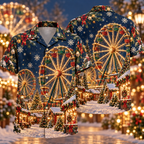 AlohaVero Christmas Ferris wheels Hawaiian shirt, front and back views