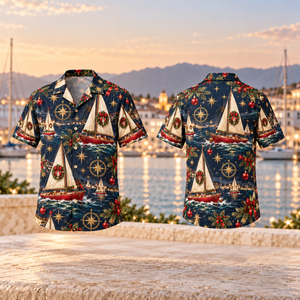 Christmas Sailboats Hawaiian Shirt