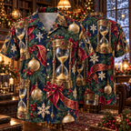 AlohaVero Christmas hourglasses Hawaiian shirt, front and back views