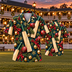 AlohaVero Christmas cricket Hawaiian shirt, front and back views