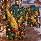 AlohaVero Christmas corn Hawaiian shirt, front and back views