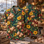 AlohaVero Christmas Jerusalem artichokes Hawaiian shirt, front and back views