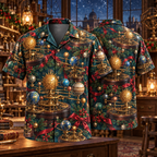 AlohaVero Christmas orreries Hawaiian shirt, front and back views
